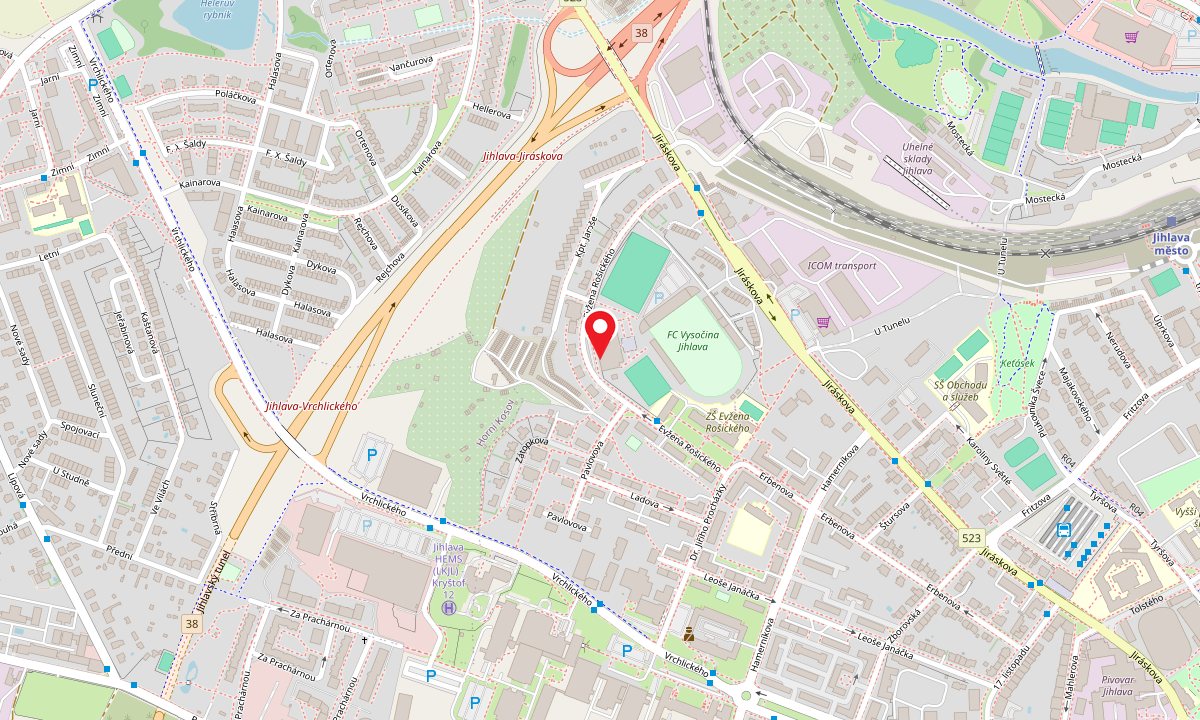 Mapa – bazén Evžena Rošického, Jihlava